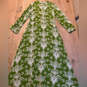 Zara Green and White Floral Long Sleeve Dress